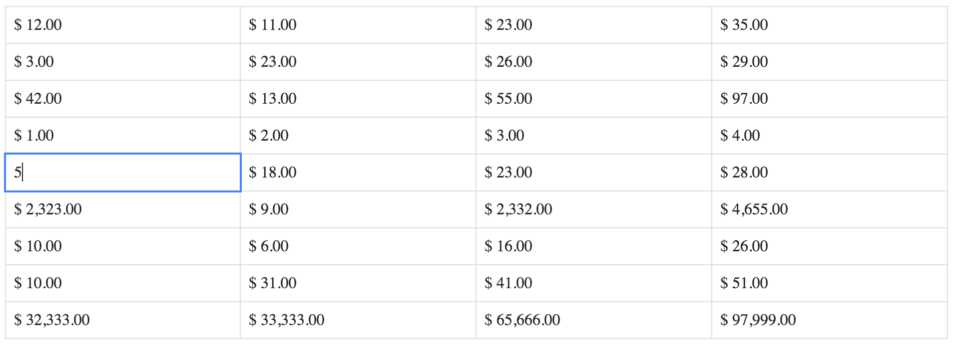 spreadsheet