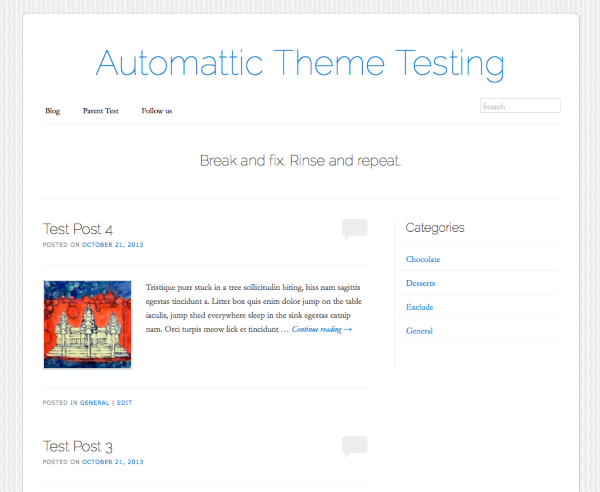 Automattic Theme Testing Break and fix Rinse and repeat 1