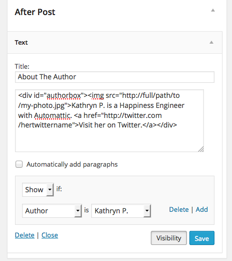 Widgets kp test site WordPress