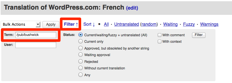 Translations French WordPress com GlotPress