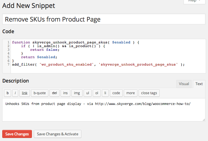 Code Snippets Plugin