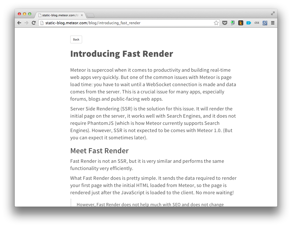 Building Static Websites with Meteor